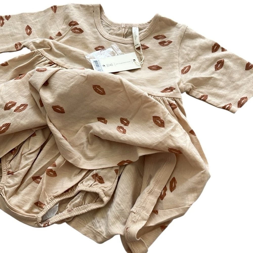 Rylee + Cru Two Piece Matching Set‎ Finn Lips Shirt Top Dress Cotton NWT 18-24 M